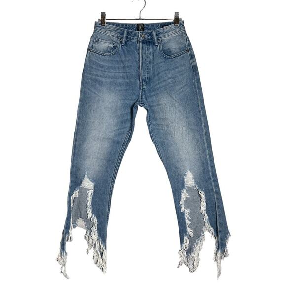 PRPS BISCAYNE Short Capri Frayed Hem Jean SIZE 28 WAIST 27 Crop Distressed Denim - Picture 2 of 13